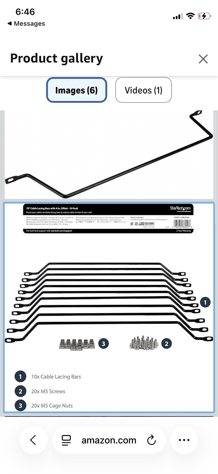 StarTech.com 19in Cable Lacing Bars 10-Pack with Screws and Nuts Bracket