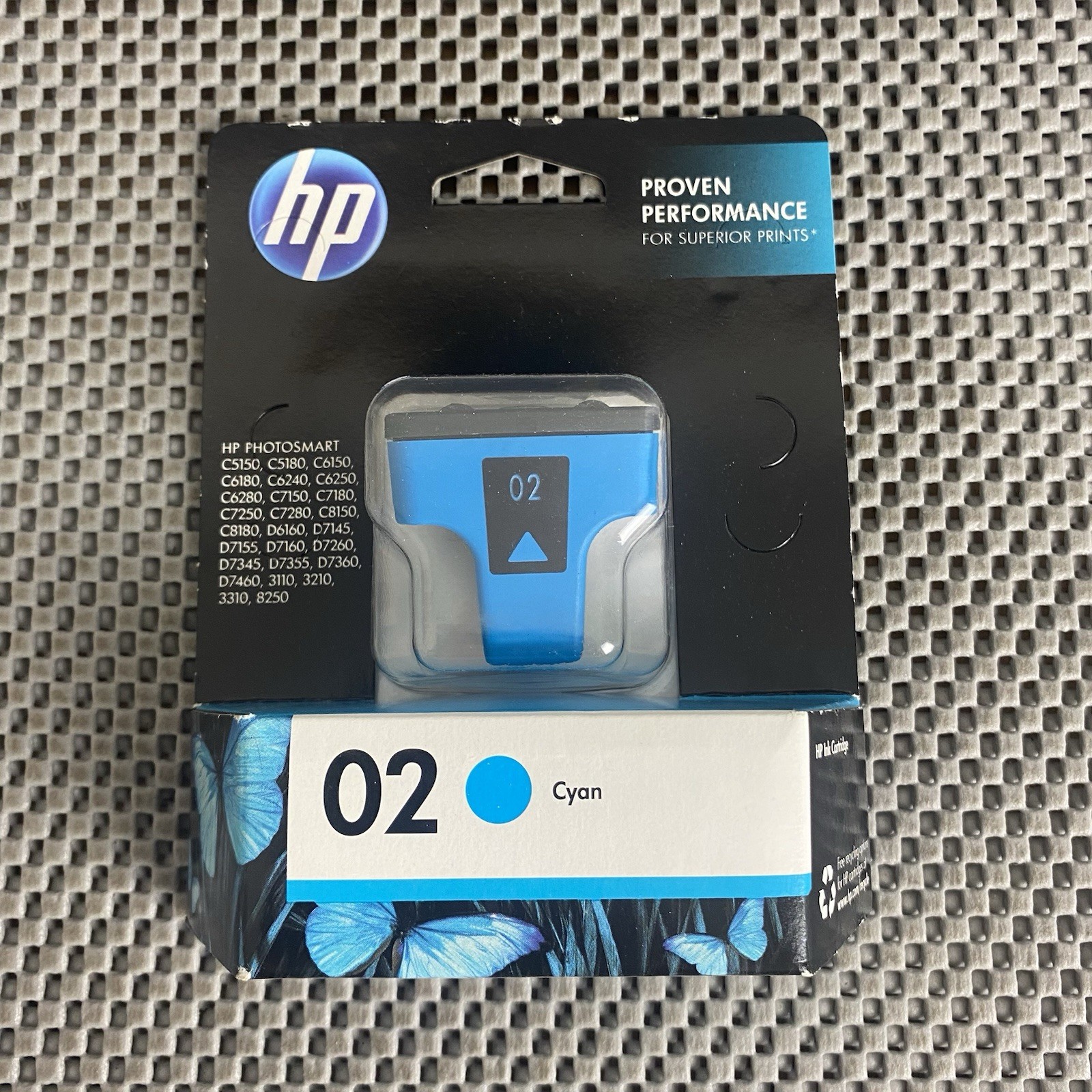 Genuine HP 02 Cartridge Cyan Ink