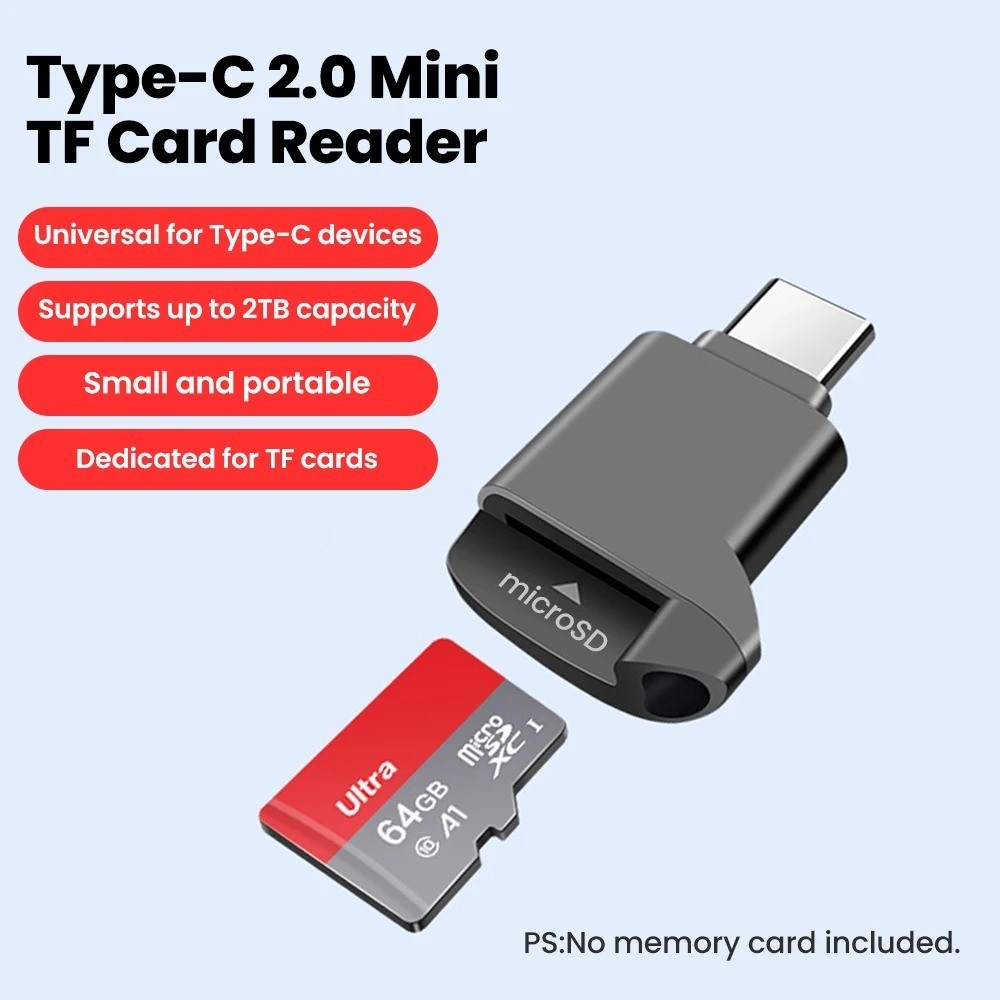 Type C 2.0 Mini TF Card Reader USB-C External Memory Stick Adapter