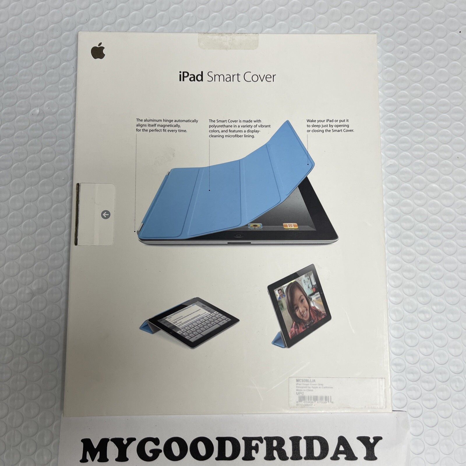 Original APPLE iPAD 2 Gray Smart Cover MC939LL/, Brand New, Factory Sealed Case