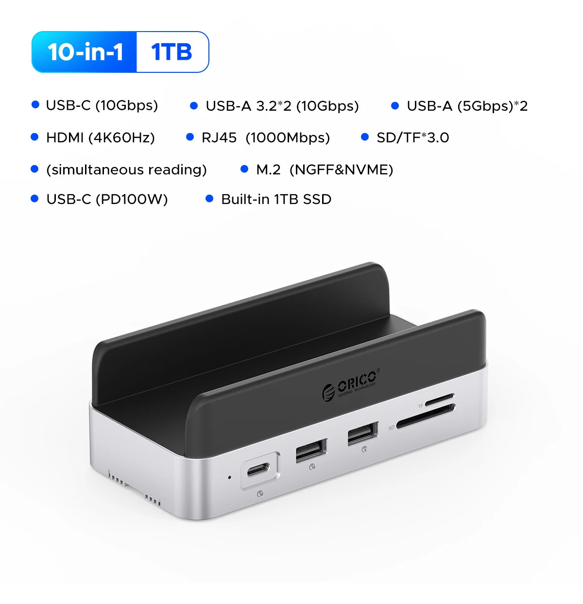 ORICO MiniDock Storage Expansion Dock for Mac Mini M4&M4 Pro Stand USB3.2