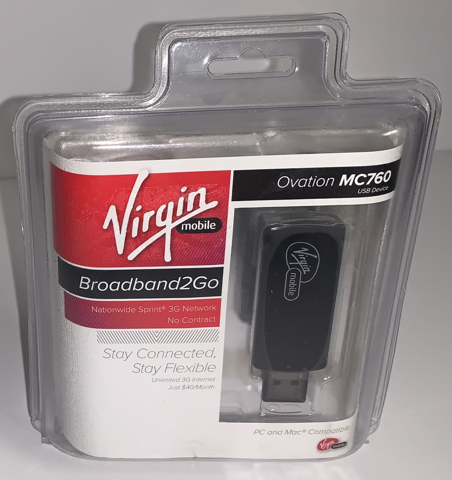 Virgin Mobile Ovation MC760 3G Broadband2Go USB Device *New Sealed*