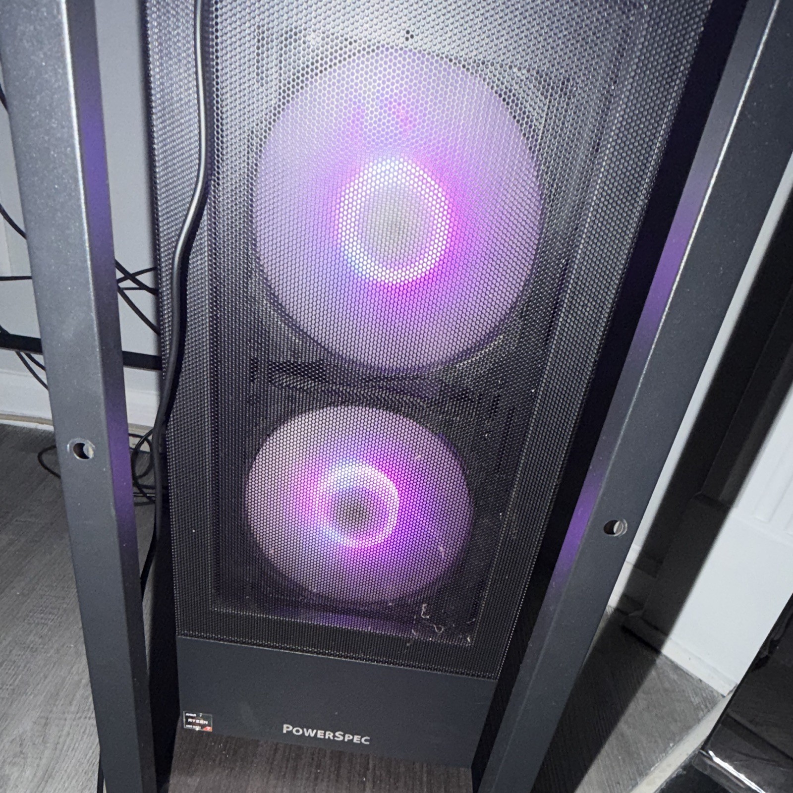 PowerSpec Gaming Desktop Tower PC, RGB Lighting, Black, Mesh Front