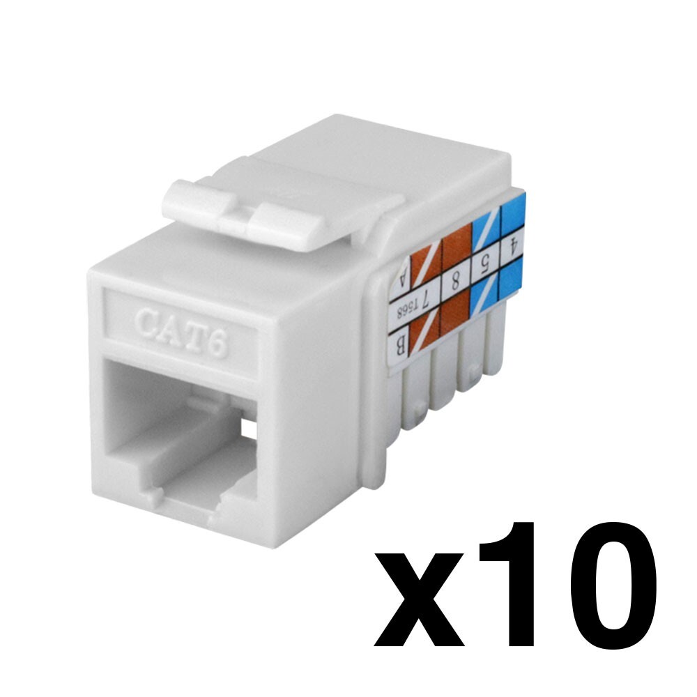 Construct Pro RJ45 Cat6 Keystone Jack (10-Pack, White)