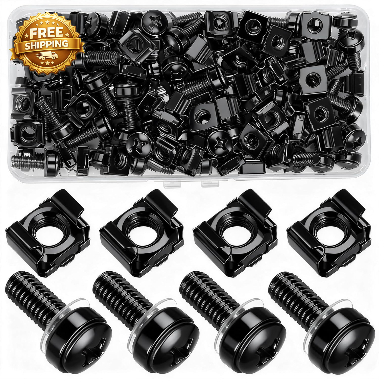 110 Pcs/55 Set Rack Mount Screws and Cage Nuts for Rack Mount Server Cabinet