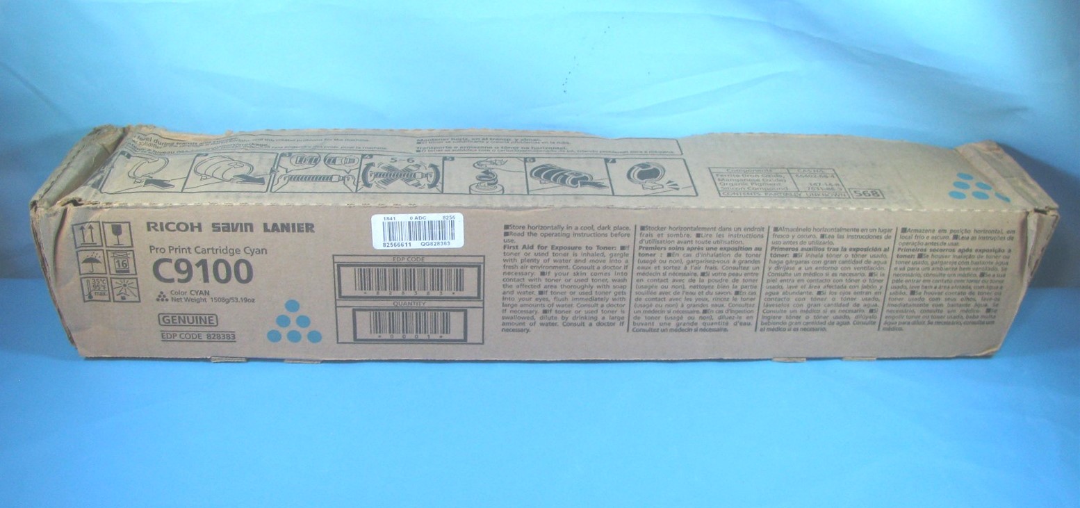 GENUINE RICOH SAVIN LANIER C9100 CYAN PRO PRINT CARTRIDGE - EDP 828383 