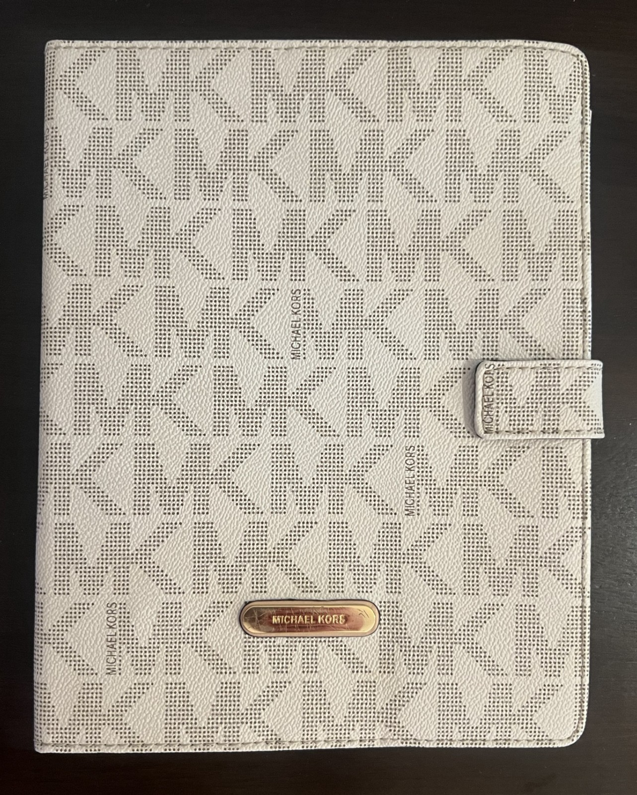 Genuine Michael Kors Tablet Folio Case and Stand Rich Signature Vanilla Leather
