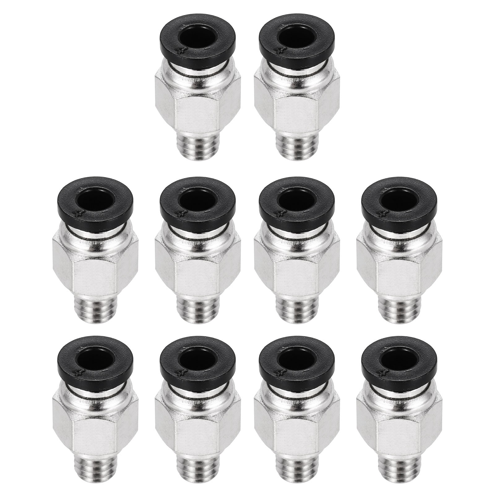 10 Pcs PC4-M6 Straight Through Fitting for 3D Printer, 2x4mm Tubes, Black