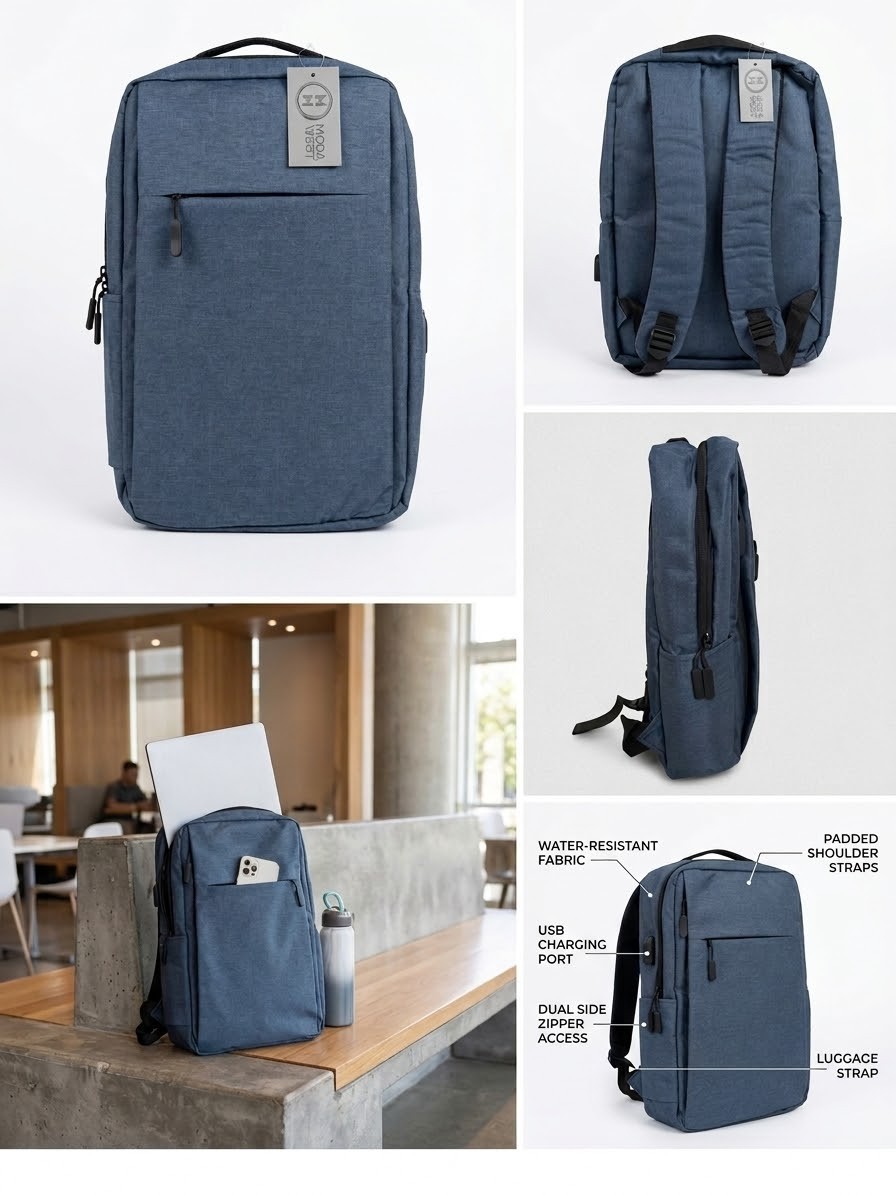 MODA West Full Size  17in Laptop Backpack Navy 17in