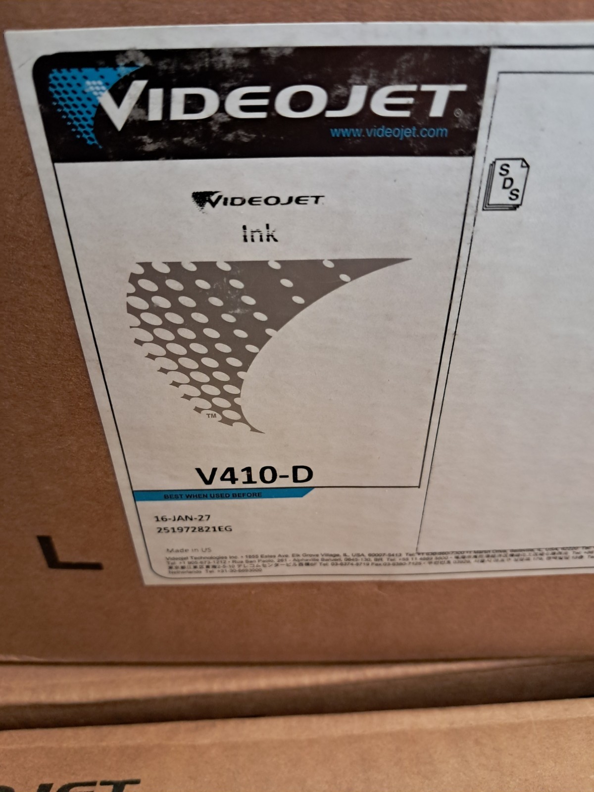 New VideoJet V410-D Ink Cartridge 01/27 Expiration Date case of 6