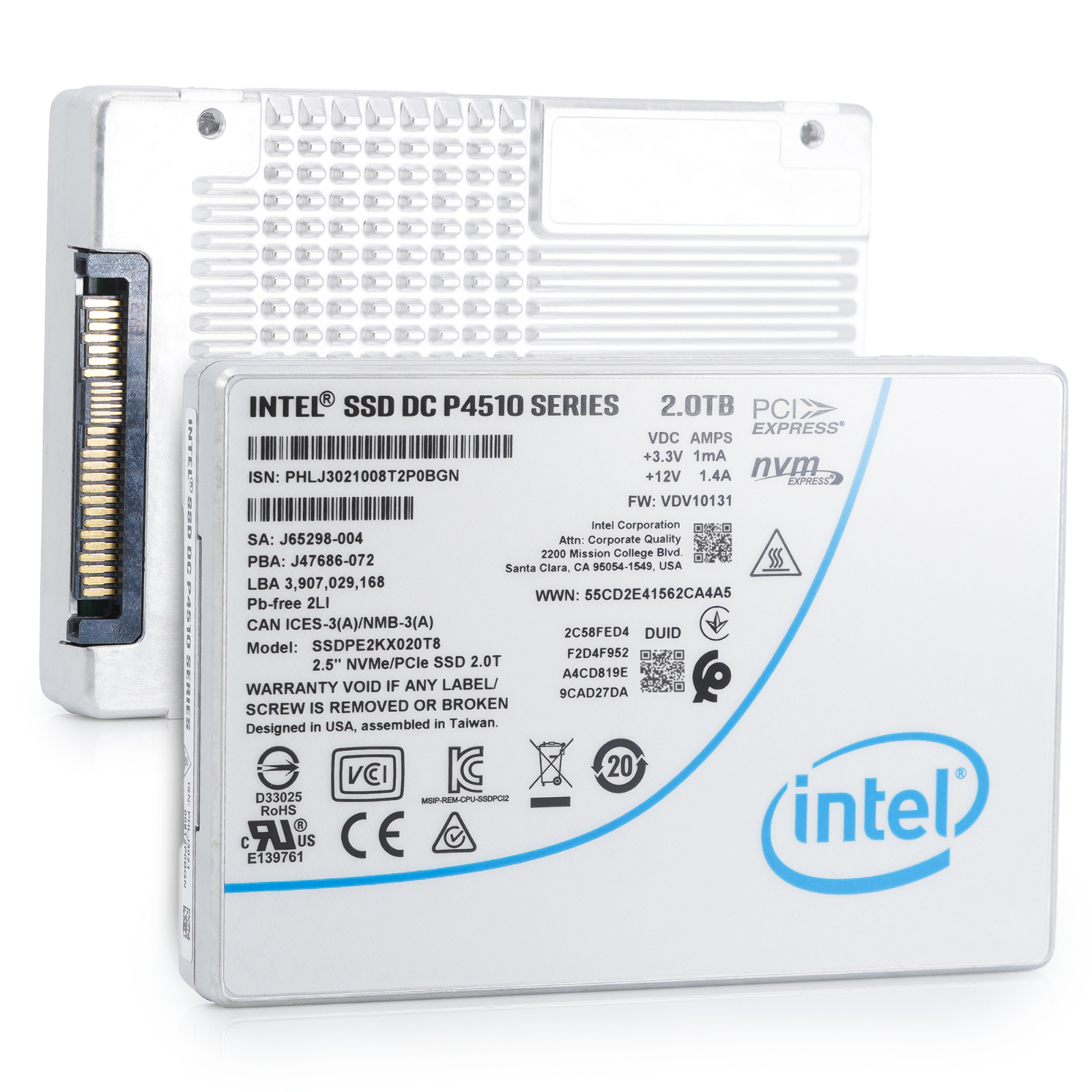 Intel P4510 2TB PCIe Gen3 x4 NVMe U.2 2.5\