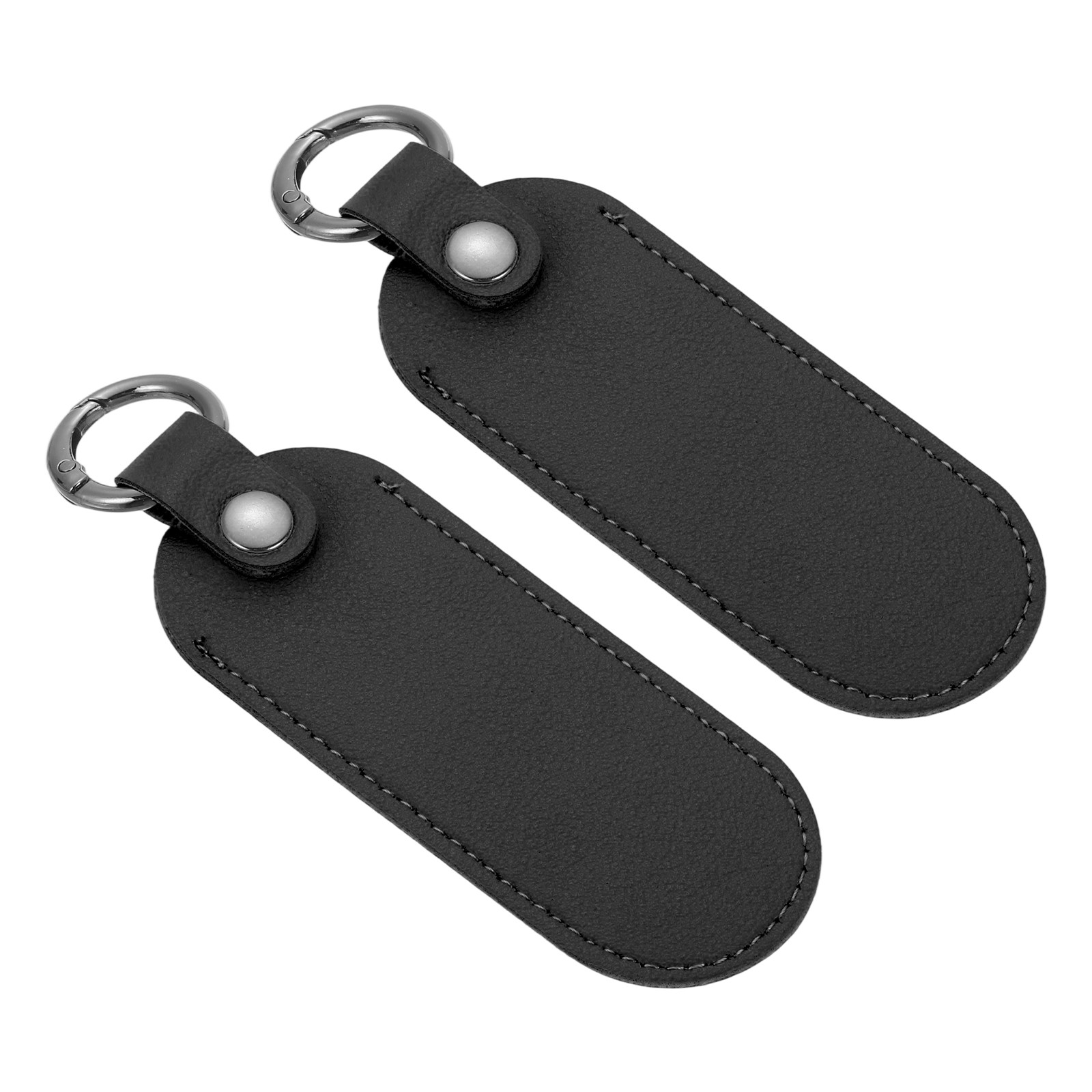 2 Pcs 5"x1.7" Leather USB Flash Drive Holder with Keychain Portable,Black