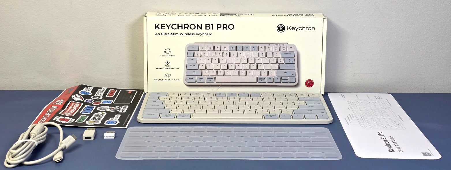 Keychron B1 Pro Ultra-Slim Wireless Keyboard Retro Blue B1P-K11 BT 2.4GHz - New