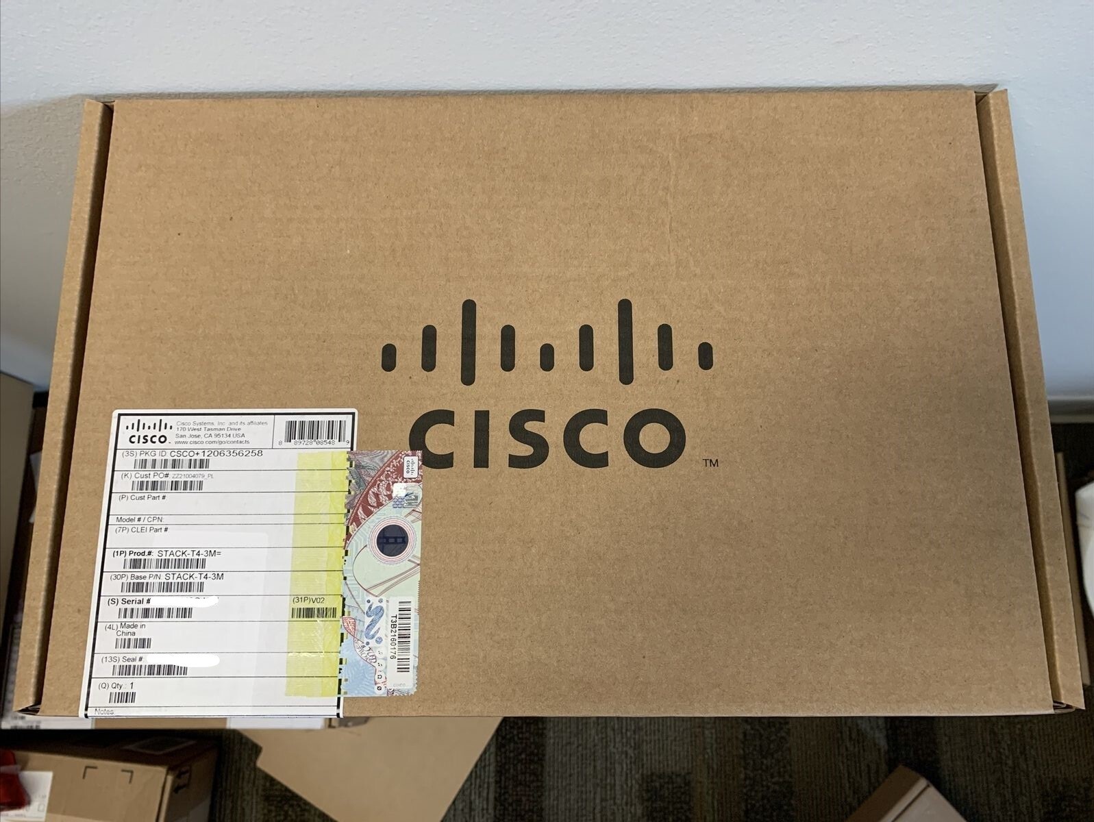 New Sealed Cisco STACK-T4-3M Stacking Cable - 10 ft