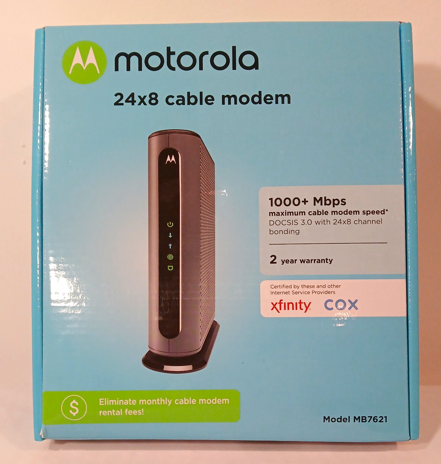 Motorola MB7621 24x8 DOCSIS 3.0 Cable Modem 1000 Mbps IPv6 Xfinity