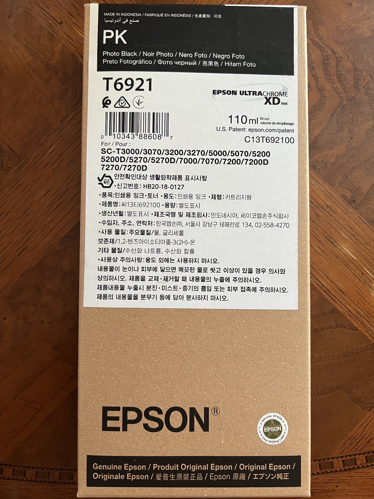 T6921 Photo Black 2028 Epson UltraChrome XD Ink Cart 110mL Genuine C13T692100