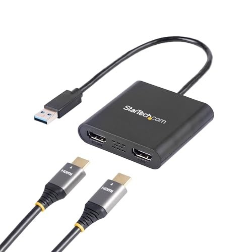 StarTech USB-A 3.0 Dual HDMI Display Adapter 4K 30Hz 1080p 60Hz Windows