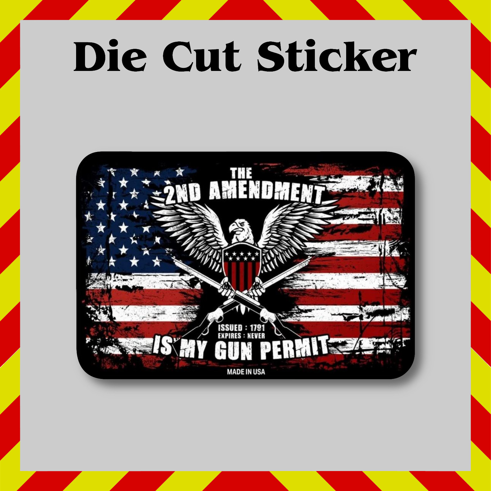 2nd Amendment Gun Permit Sticker, Contour-Cut Vinyl Printed Decal, Constitution