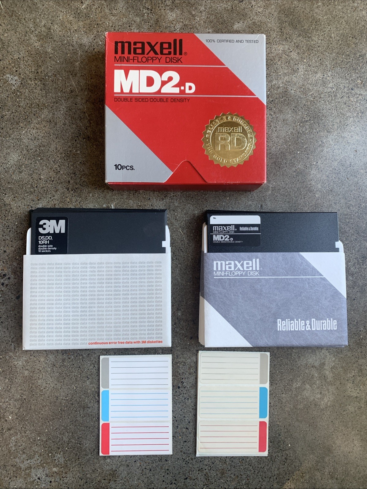 Maxell MD2-D & 3M DS, DD Double Sided Double Density 5.25" Floppy Disks