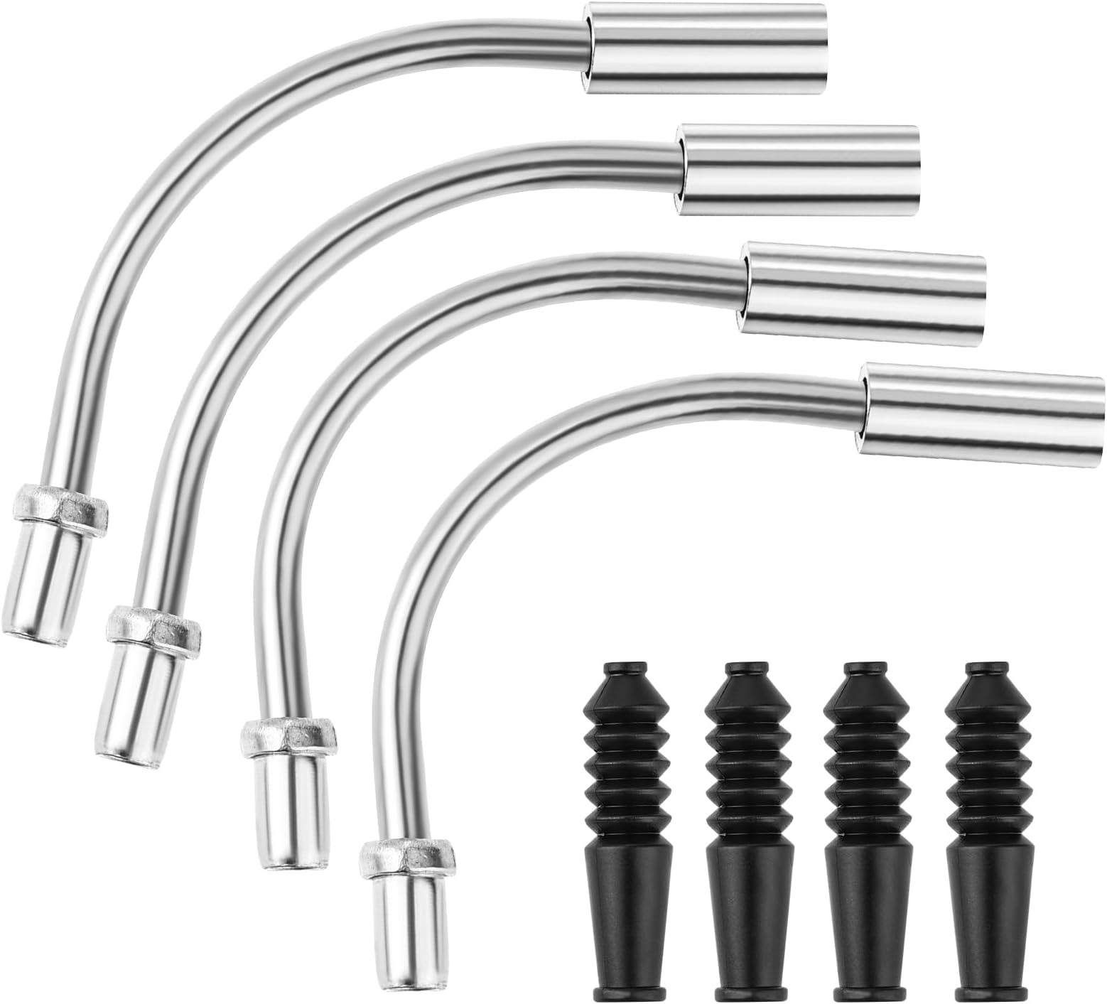 Bike V Brake Noodle Cable Guide 8pc Set 90 Degree Pipes Rubber Boots