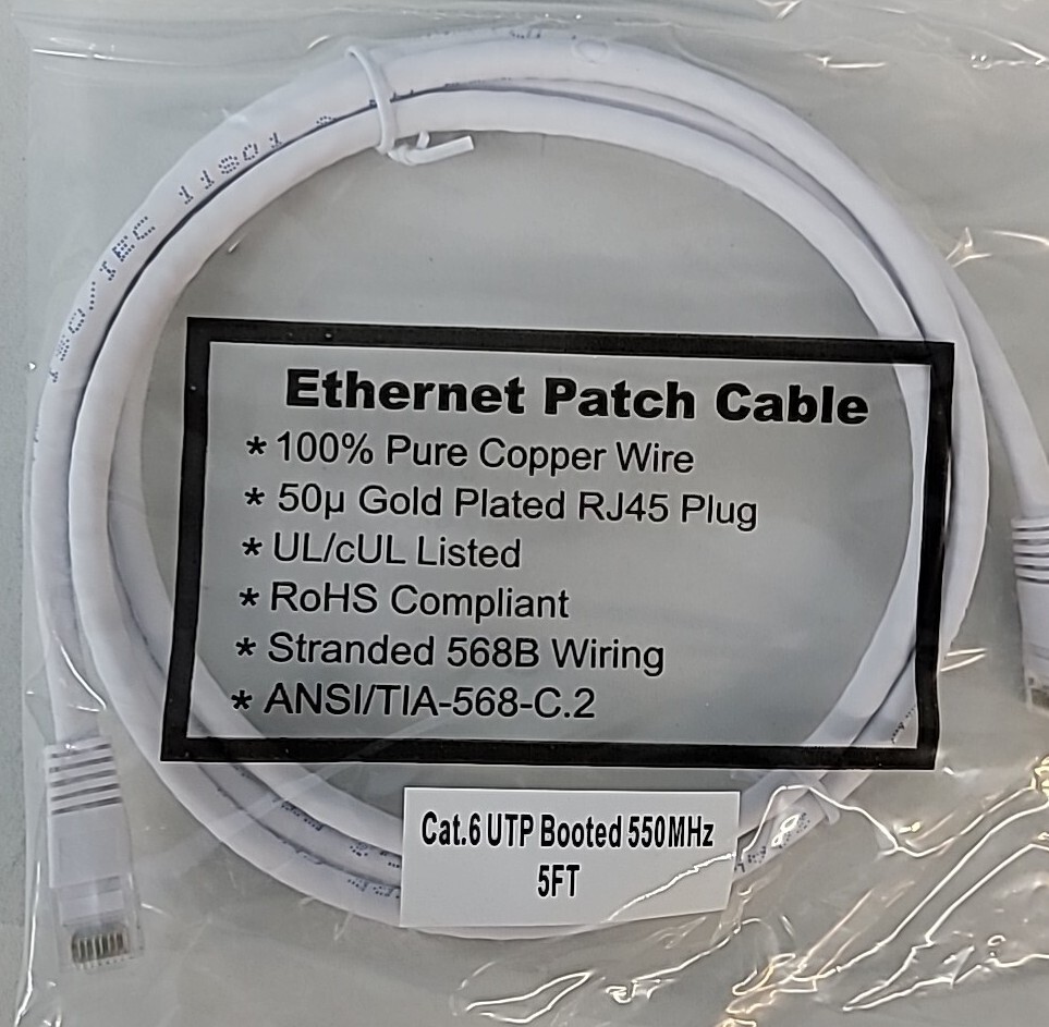 10 × Cat.6 UTP Booted 550MHz, 5 ft, 