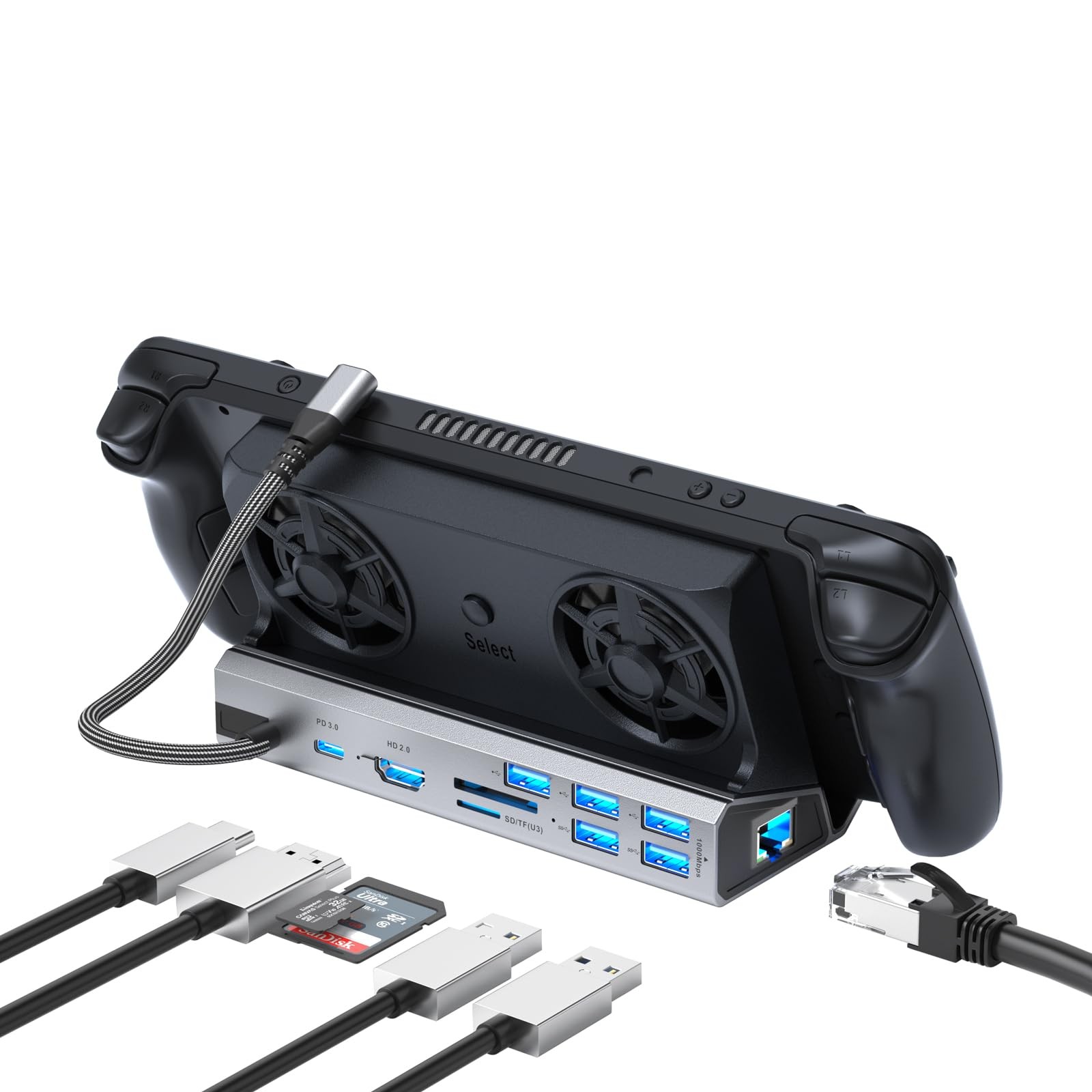13in1 DualFan Docking Station for Steam Deck/MSI Claw/Switch