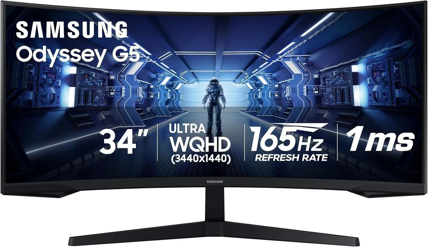 SAMSUNG 34" Odyssey G5 Ultra-Wide Gaming Monitor Curved LC34G55TWWNXZA - Black