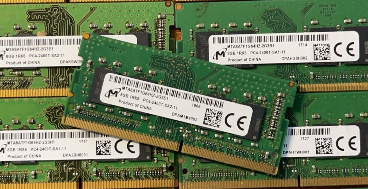 DDR4 MICRON 8GB (LOT OF 9) (TOTAL = 72GB) 1RX8PC4-2400T-SA1-11-MTA8ATF1G64HZ