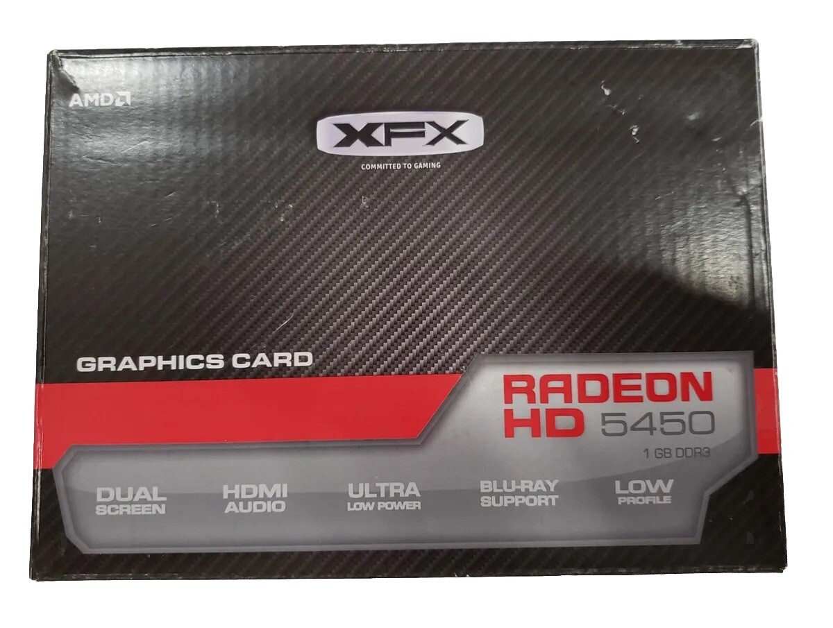 NEW Open Box XFX AMD Radeon HD 5450 1GB DDR3 VGA/DVI/HDMI Video Card HD-545X-ZQ