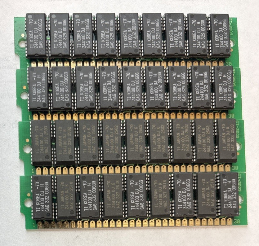 4 x 4MB 30-Pin 9-chip 70ns Parity FPM Memory SIMM 16MB Apple RAM Macintosh Gold