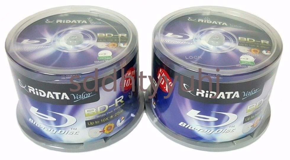 100 RIDATA Valor Blank BluRay Up to 10X Blank BD-R 25GB White Inkjet Printable