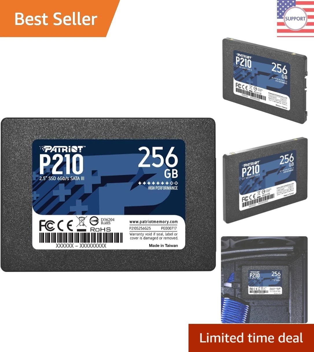 Patriot P210 2.5 Inch SATA 3 SSD - 256GB, 500MB/s Read | Ultimate Performance