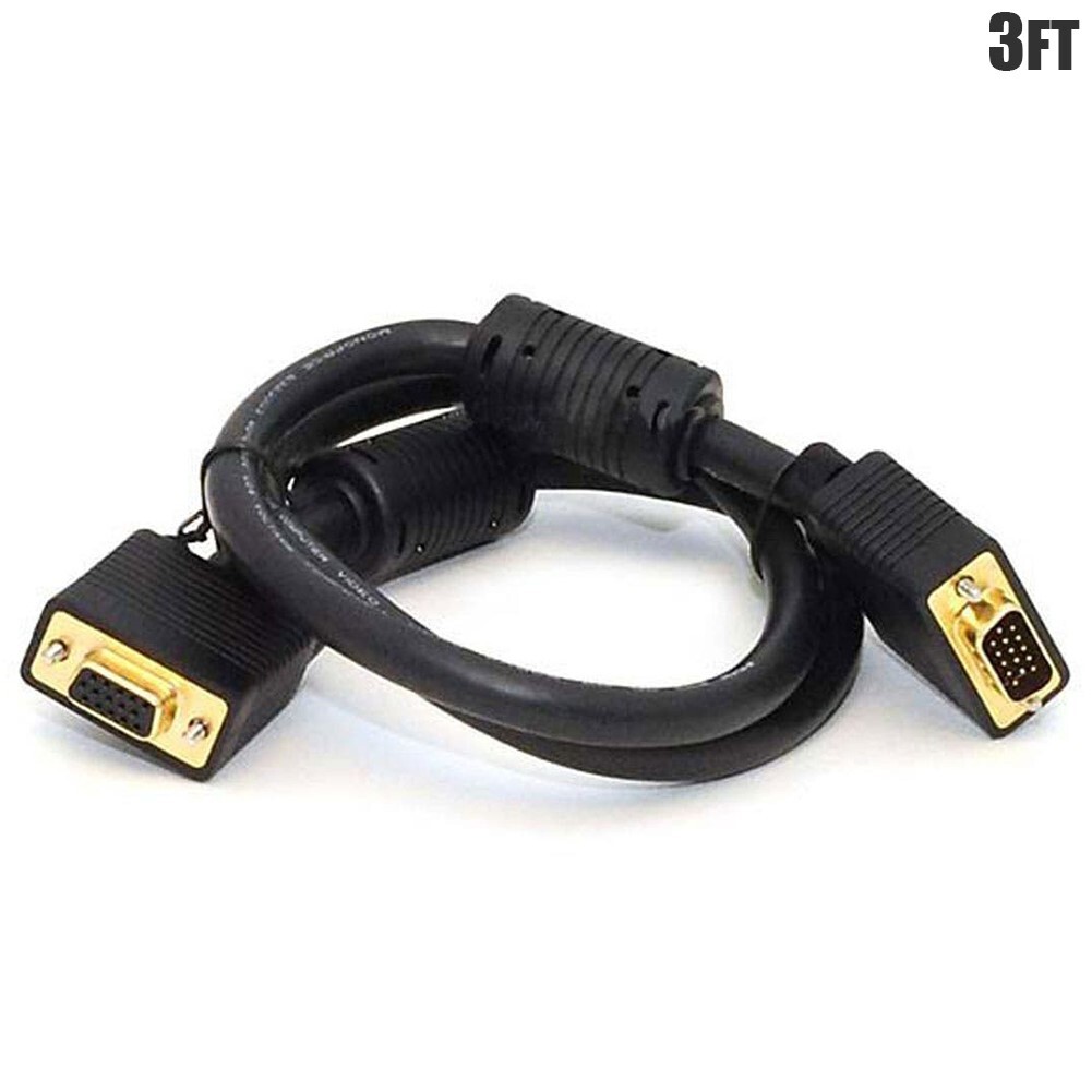 3FT VGA SVGA DB15 HD15 Male to Female Extension Video Cable PC Monitor Gold