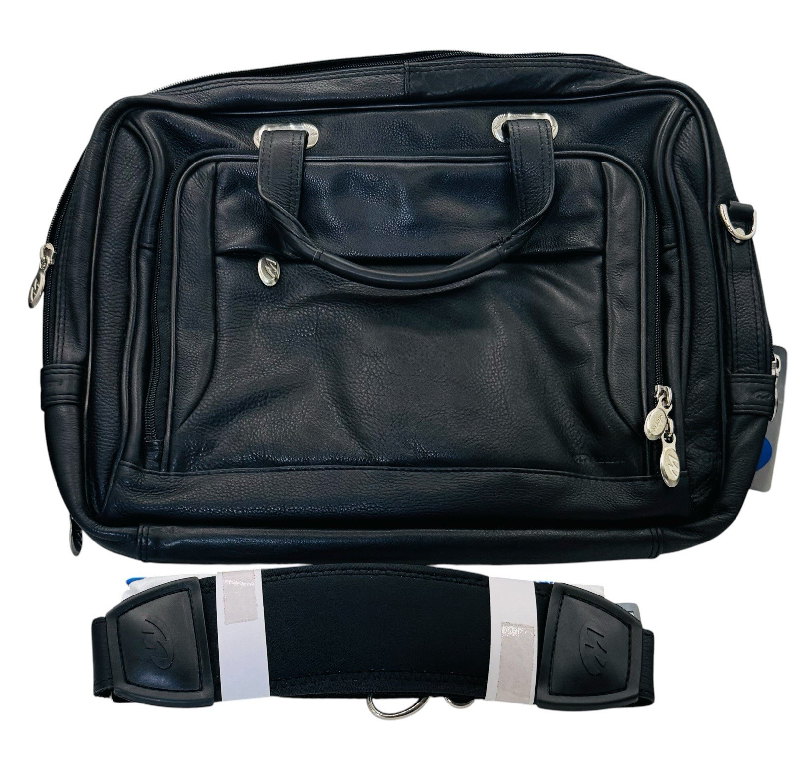 Mcklein USA 17" West Loop Expandable Double Compartment Black Leather Briefcase