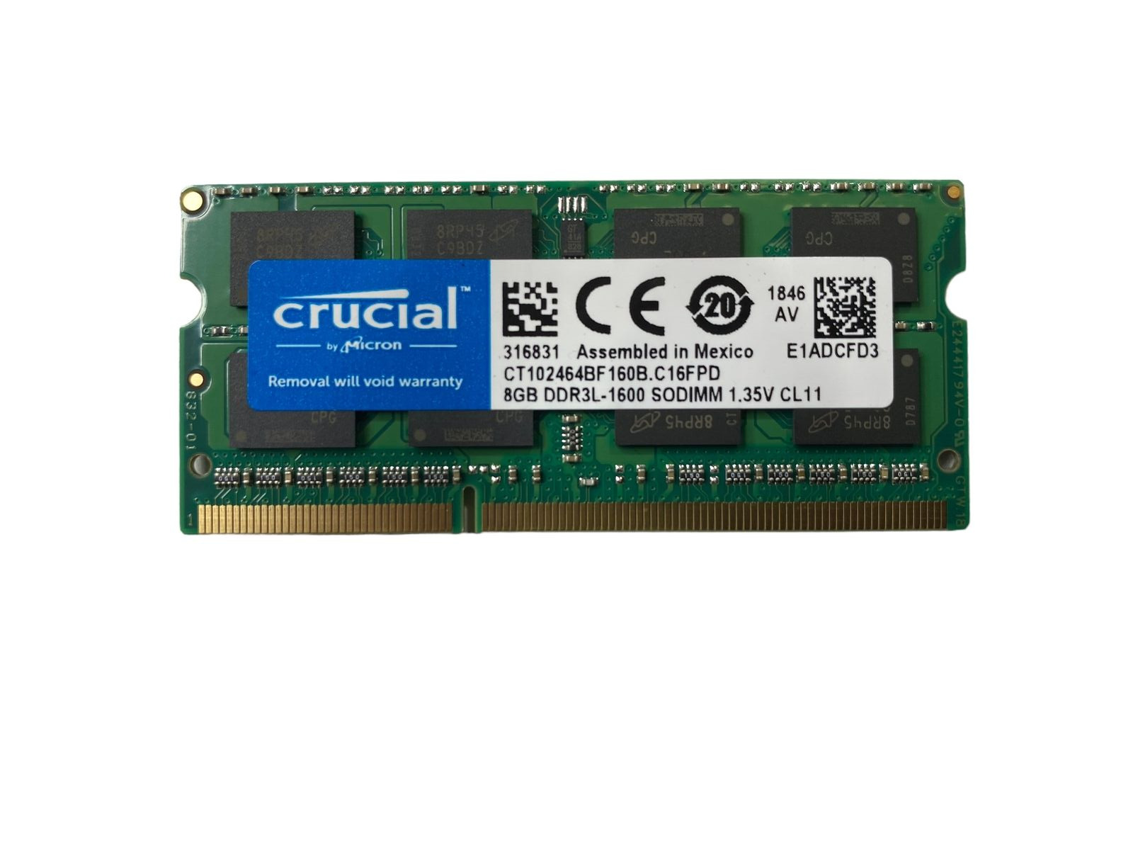Crucial Micron | 8Gb DDR3L-1600 12800 S | Laptop RAM | Lot of 2