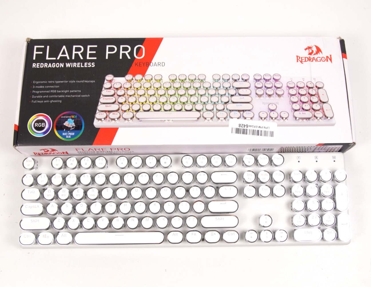 Redragon Flare Pro Wireless Retro Typewriter Style Keyboard