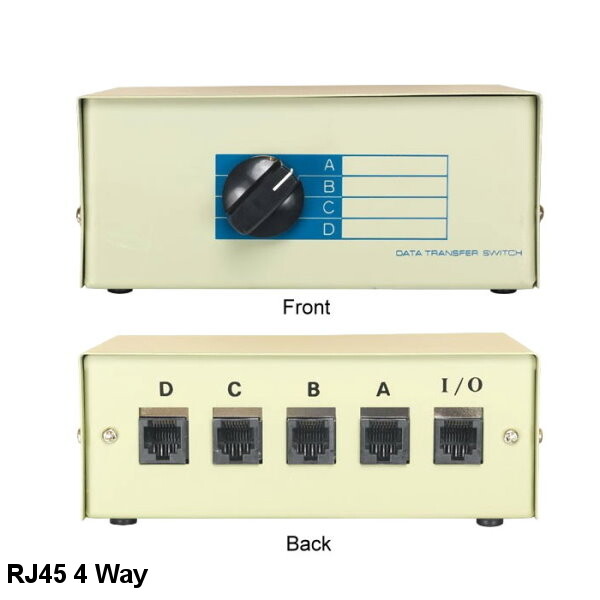 Kentek 4-Way RJ45 Manual Data Transfer Switch Box Rotary Network PC Router Modem