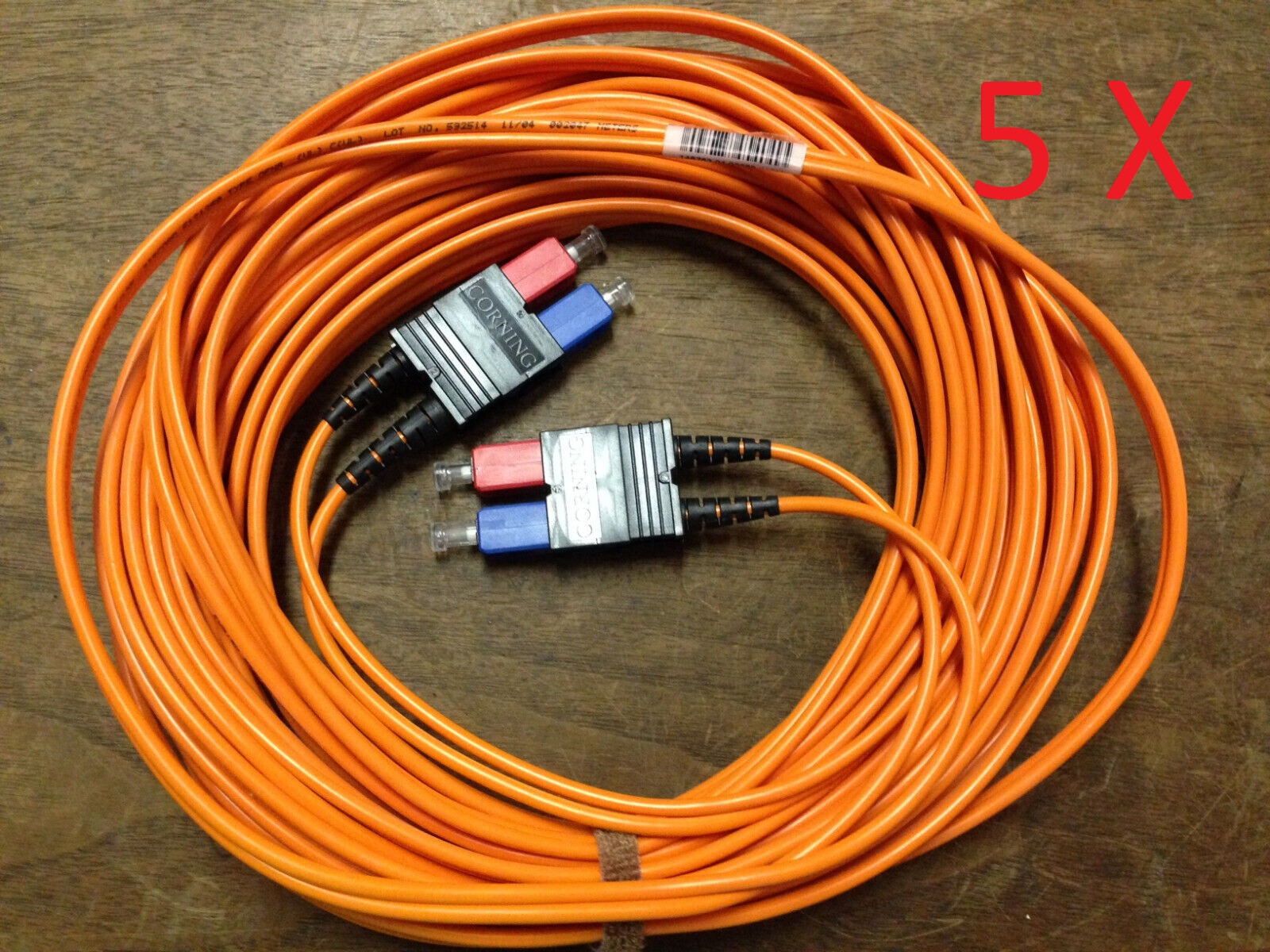 5X CORNING Fiber Optic Cable 10M SC-SC MULTIMODE DUPLEX 62.5/125 OFNR UL Rating