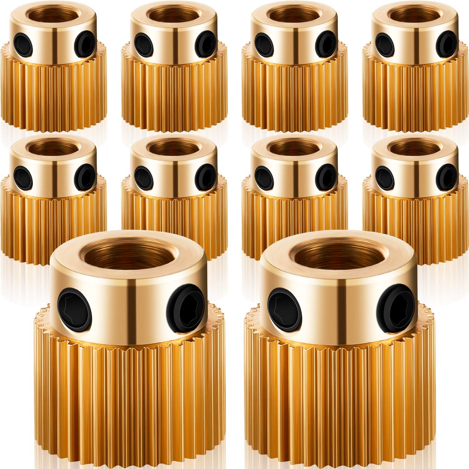 Mudder 10 Pcs 40 Teeth Brass Extruder Wheel 3D Printer Parts Drive 40 