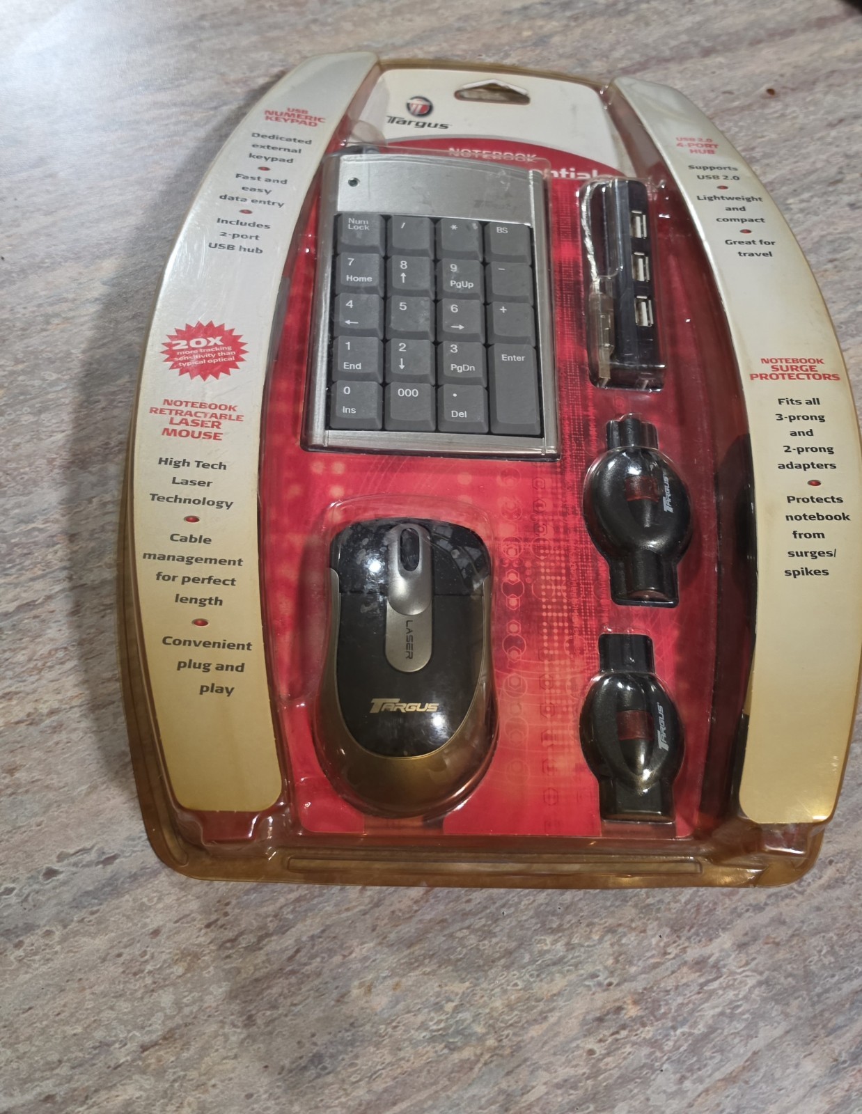 Targus Notebook Mobile Essentials Numeric Keypad Wireless Mouse 4-Port Hub New 