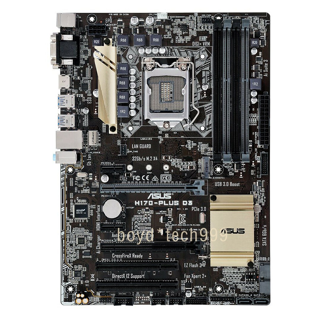 ASUS H170-Plus D3 LGA 1151 Intel H170 DDR3 DIMM ATX USB3.0 Motherboard
