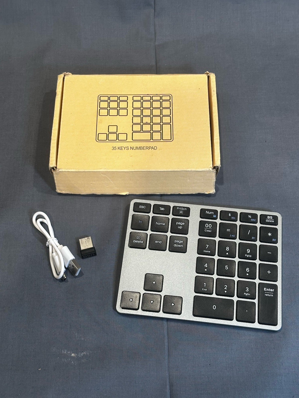 2.4G Wireless 35-Keys Rechargeable Numeric Keypad Number Pad Keyboard for Laptop