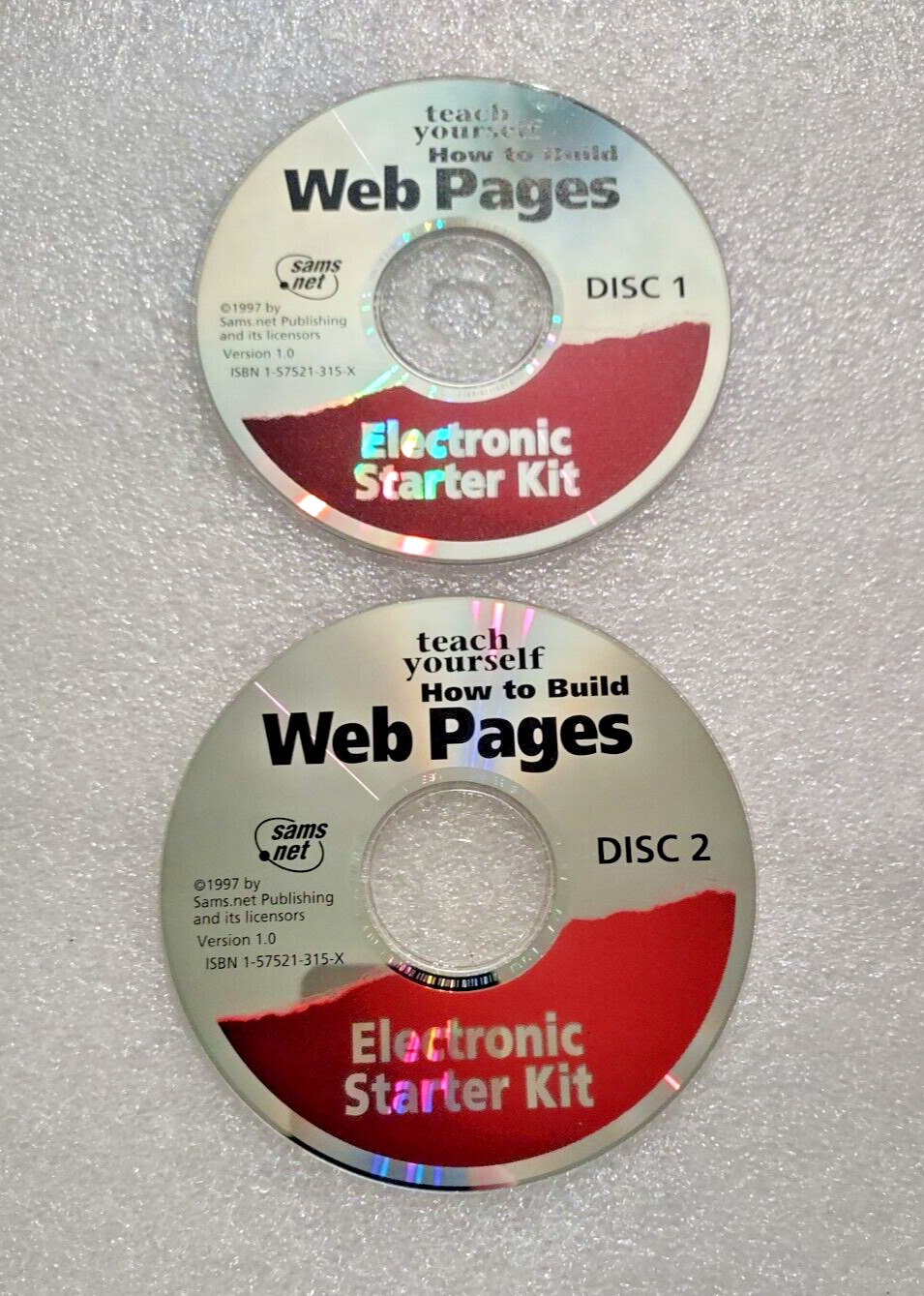 2 CD's teach yourself How to Build Web Pages Electronic Starter Kit by Sams.net 