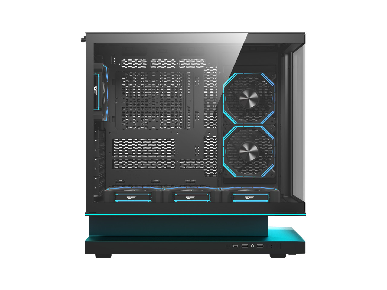 darkFlash FLOATRON F1 ATX Mid Tower Gaming PC Case, 270° Frameless Tempered
