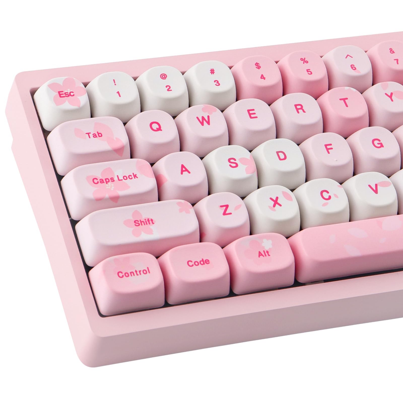 129 Keys Pink Sakura PBT DyeSub Custom Keycaps Set MOA Profile Cherry MX