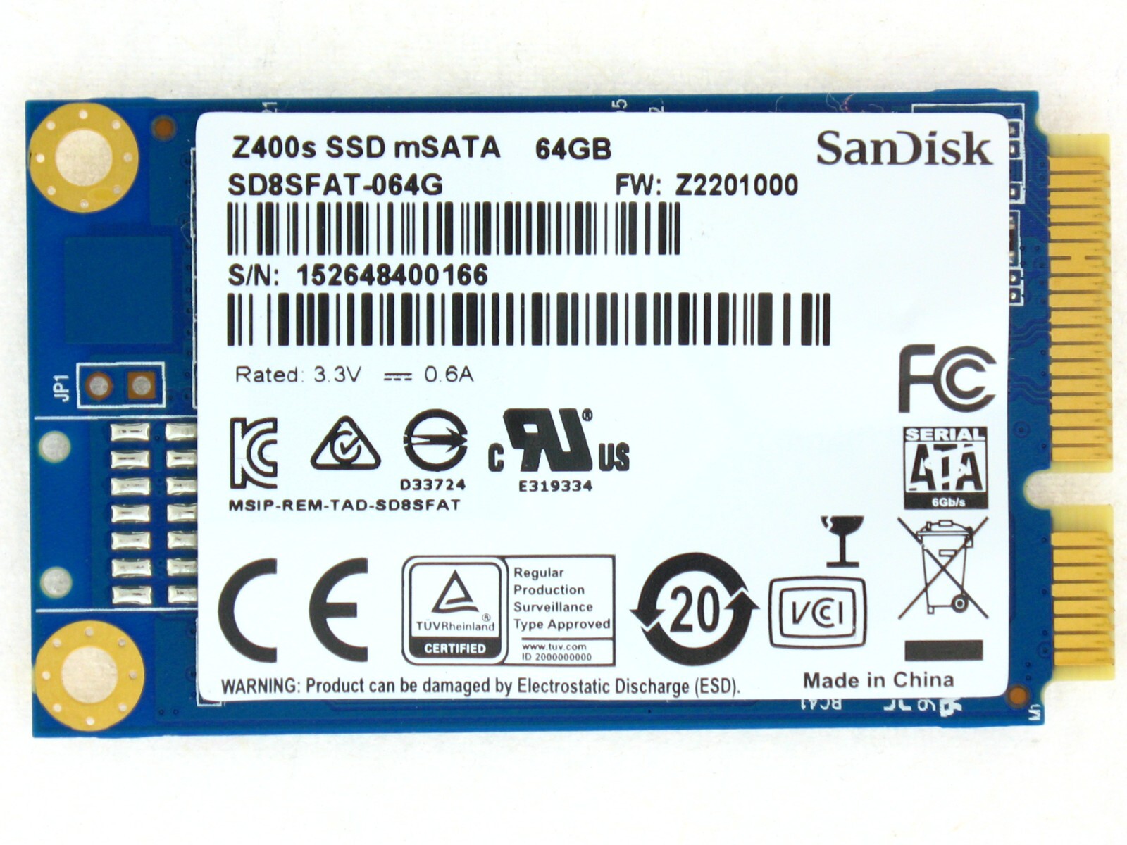 SD8SFAT-064G SanDisk Z400s 64GB MLC SATA 6Gbps mSATA Internal Solid State Drive 