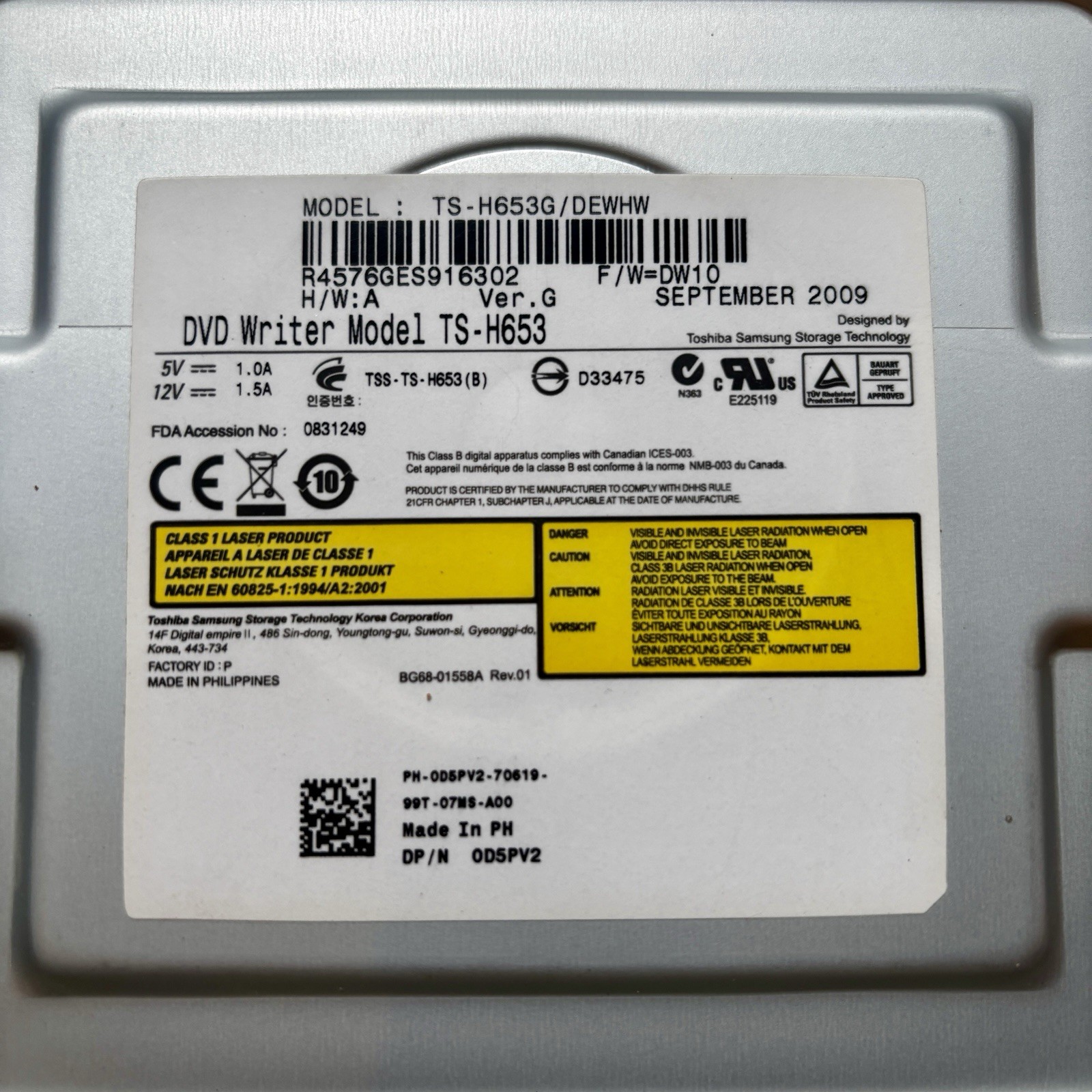 TOSHIBA SAMSUNG DVD WRITER DESKTOP COMPUTER INTERNAL OPTICAL SATA DRIVE TS-H653G