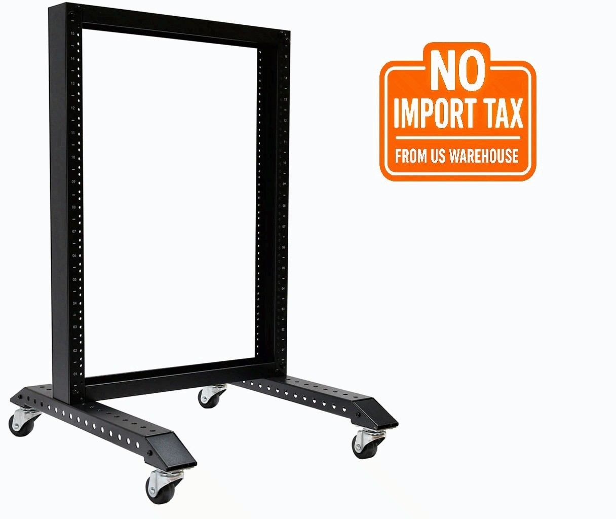 Raising Electronics 15U Rack Movable 19'' 2 Post Open Frame Heavy Duty IT Networ