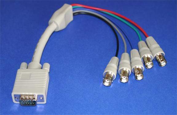 5 BNC-F to SUPER VGA HD15-M Cable 1FT