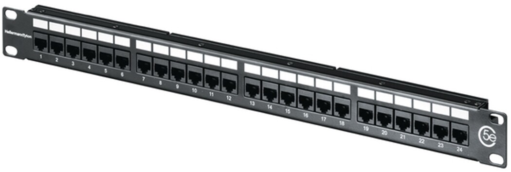 Hellermann Tyton PP110C5E24 Category 5e Universal 24 Port Patch Panel, 1U, Black
